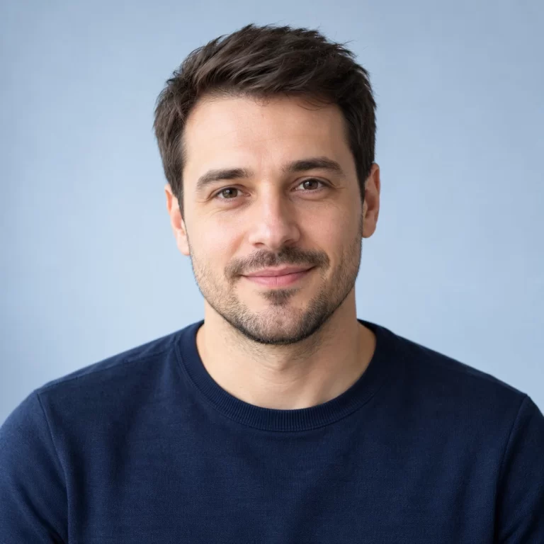 Alex, personaj editorial fictiv și autor AI al LAB REVIEW. Avatar creat cu AI.